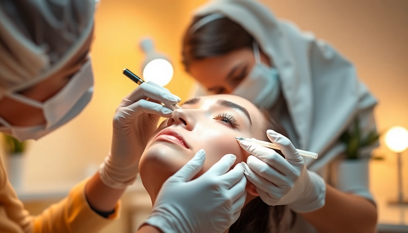 Expert administering Botox Behandlung to enhance facial aesthetics in a welcoming clinic setting.