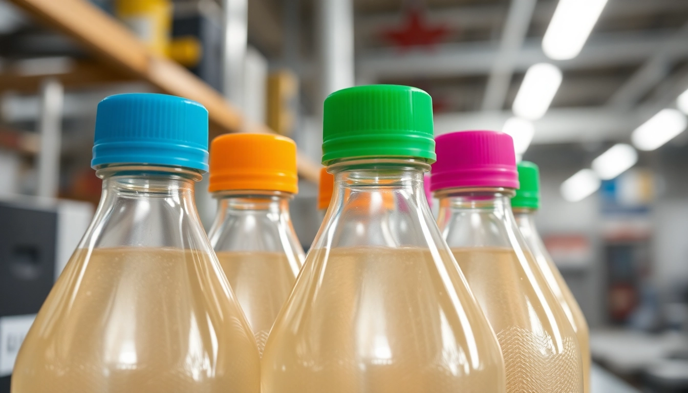 Polietilen sise bottles being filled with liquids, showcasing durability and transparency,