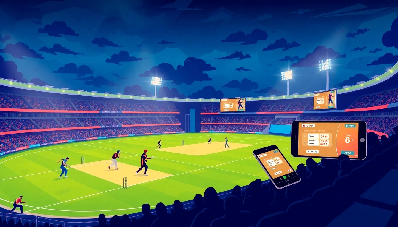 Cricbet99 logo showing a modern cricket stadium with digital betting interfaces for engaging