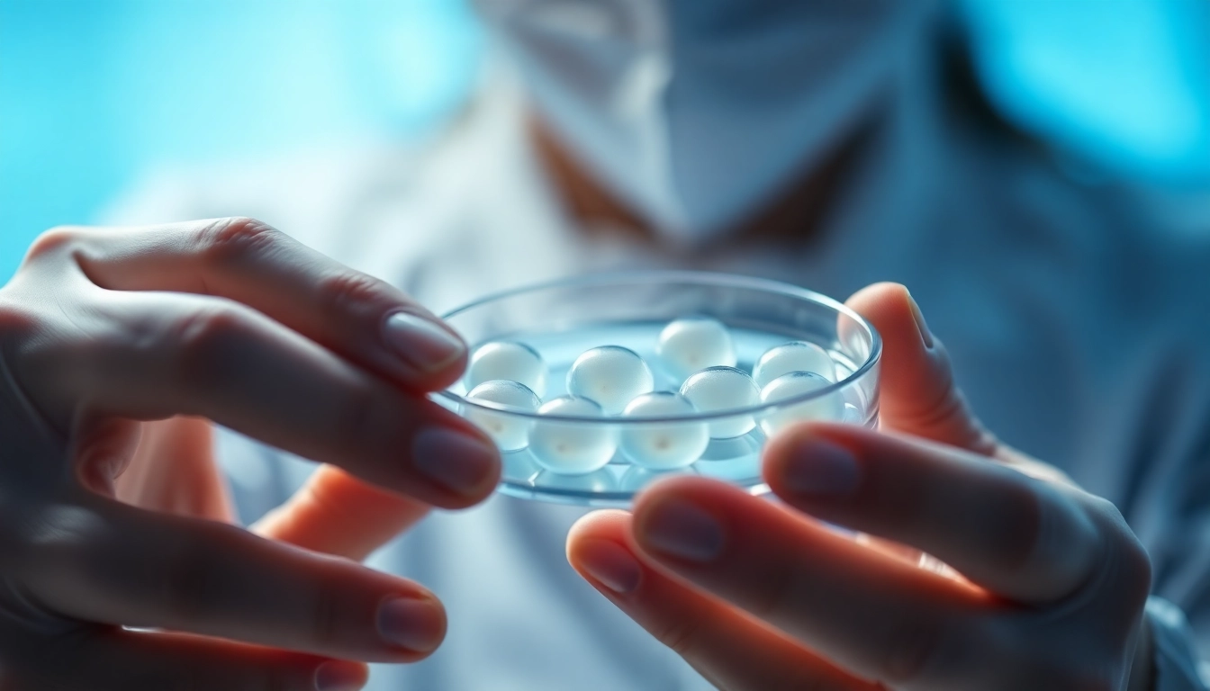 Bright medical laboratory showing fertilized eggs during fecondazione in vitro procedure with a
