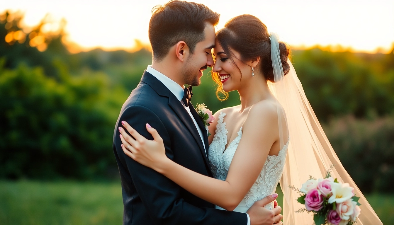 Professional eskuvoi fotozas captures natural and creative moments of a wedding couple outdoors