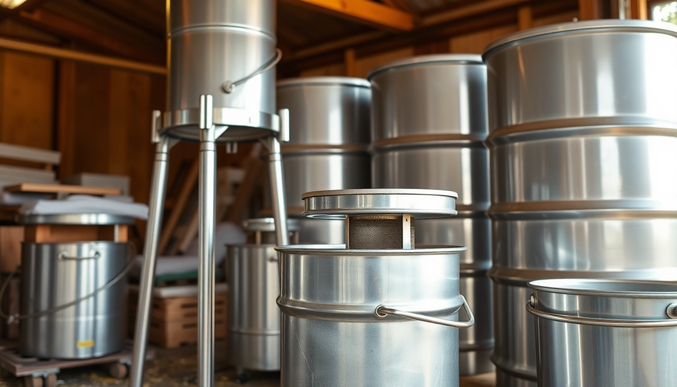 A professional beekeeper handling material y maquinaria para apicultura with durable stainless