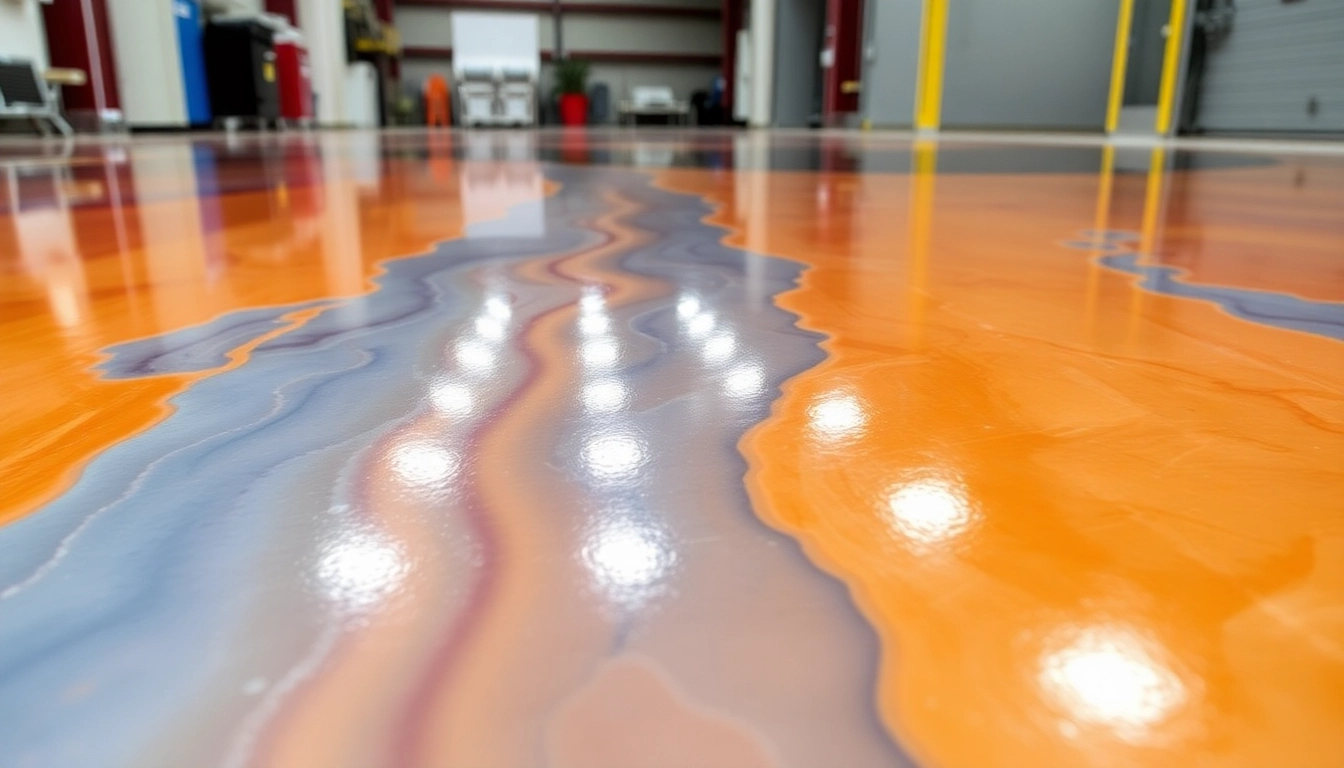 Professional epoxy resining Birmingham floor showcasing durable, glossy surface with vibrant color