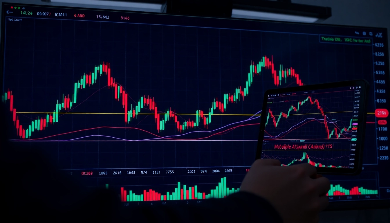 Trading view platform displaying detailed financial charts and trading analysis for active traders